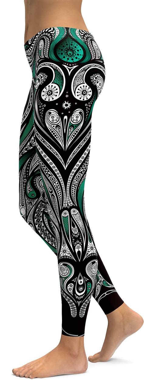 Ted baker edaname small floral printed polo. Teal Ornament Pattern Leggings | Printed leggings outfit ...