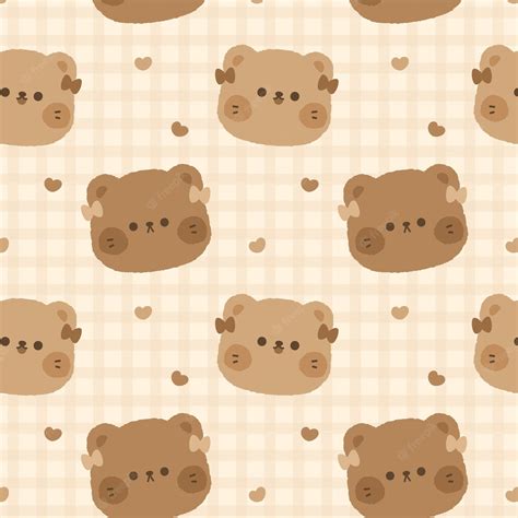 Premium Vector Cute Teddy Bear Choco Seamless Pattern Kawaii Wallpaper