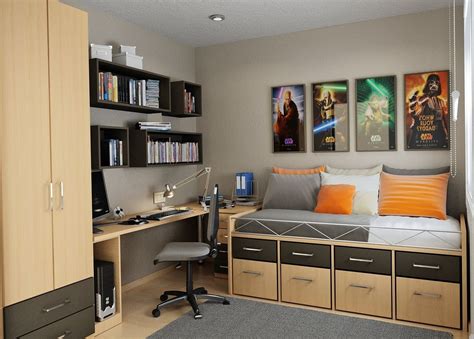 Cool Bedroom Ideas For Teenage Guys Small Rooms Small Space Bedroom