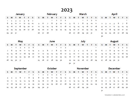 Free Printable 2023 Calendar On One Page Shopmallmy