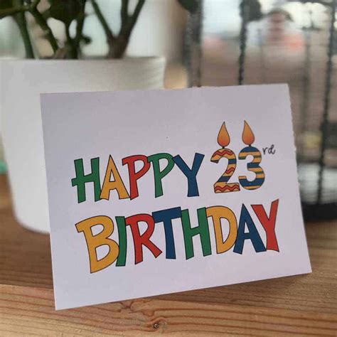 Printable Happy 23rd Birthday Card Sunshine And Rainy Days