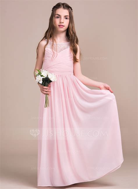 A Lineprincess Floor Length Flower Girl Dress Chiffonlace