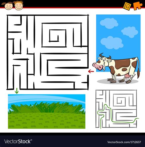 Cartoon Maze Or Labyrinth Game Royalty Free Vector Image