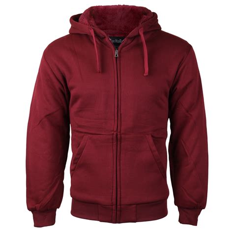 vkwear men s premium athletic soft sherpa lined fleece zip up hoodie sweater jacket burgundy