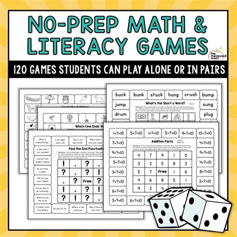 120 Print And Play Math And Literacy Games For K 2 Math Facts Math