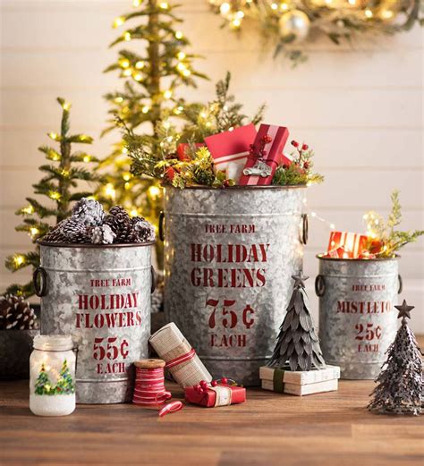 Vintage Style Holiday Galvanized Metal Buckets Are Full Of Retro Charm