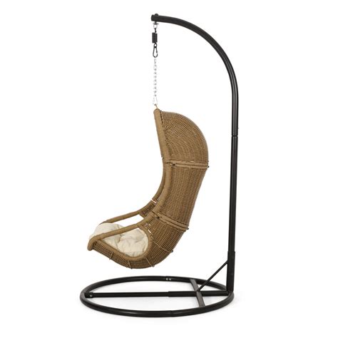 Outdoor Wicker Hanging Chair With Stand Nh195313 Noble House Furniture
