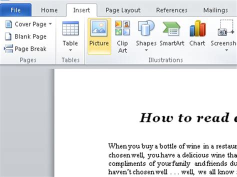 How To Include Graphics In A Word 2010 Document Dummies
