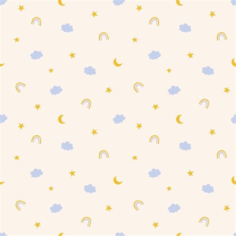 Premium Vector Seamless Pattern With Cute Rainbows Stars Moons And
