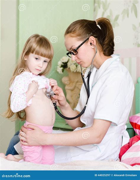 Doctor Examining Girl With Stethoscope Stock Image Image Of Medicine
