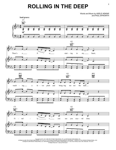 Adele Rolling In The Deep Sheet Music And Printable Pdf Music Notes
