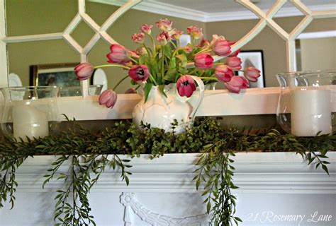 21 Rosemary Lane Simplistic Spring Mantel Display