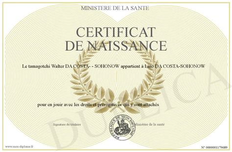 Certificat De Naissance
