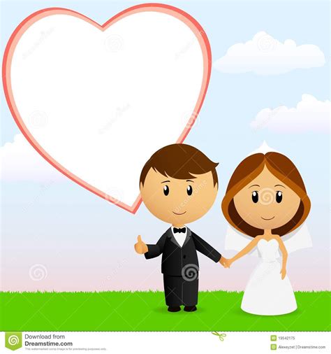 Cute Cartoon Wedding Couple With Background Stock Vector - Image: 19542175