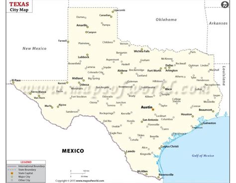 Buy Texas City Map Texas Map With Cities Texas City Map