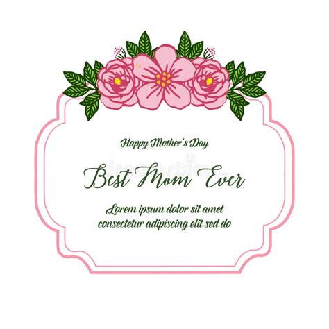 Vector Illustration Card Best Mom With Abstract Pink Rose Flower Frames