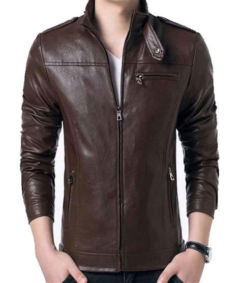 Slim Fit Mens Brown Faux Formal Leather Jacket Jackets Creator