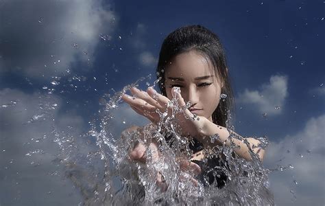 Free Download Hd Wallpaper The Sky Water Girl Squirt Asian