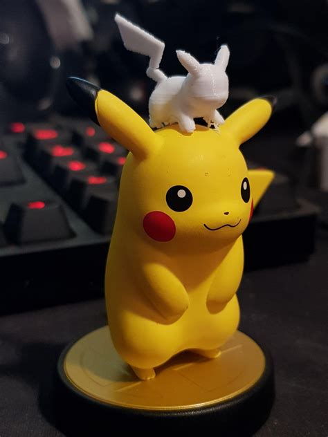 First 3d print with my new printer being a really small pikachu : pokemon