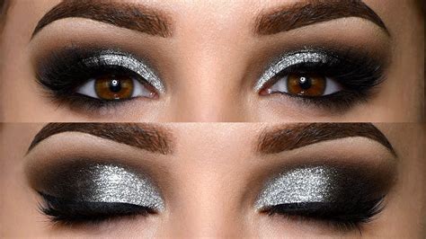 Classic Black Smokey Eye With Glitter Makeup Tutorial Silver Smokey