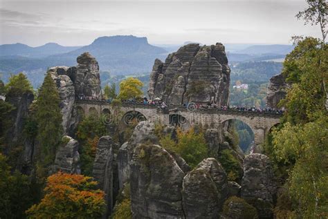 The Bastei Stone Bridge In The Saxon Switzerland National Park Near