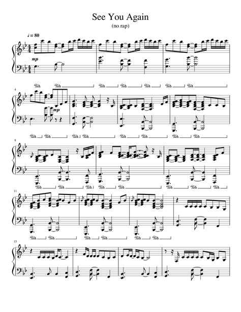 See You Again No Rap Sheet Music For Piano Solo