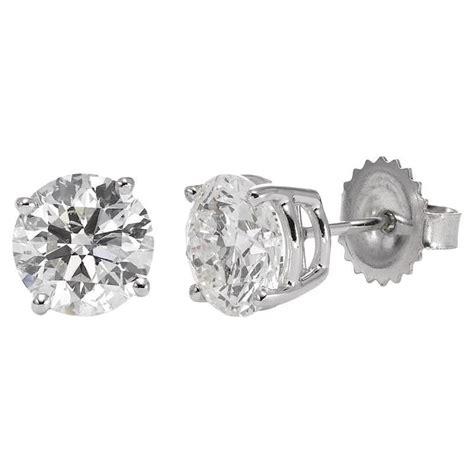 GIA Certified 4 10 Carats Diamond Stud Earrings Round Brilliant In