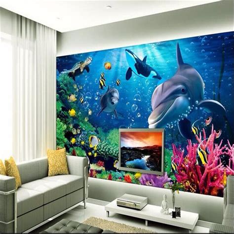 Beibehang Custom Mural Wall Papers Home Decor Blue Sea Bottom Photo Papel De Parede 3d Murals