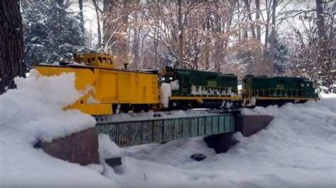 Garden Railroad Snow Plow Train Youtube