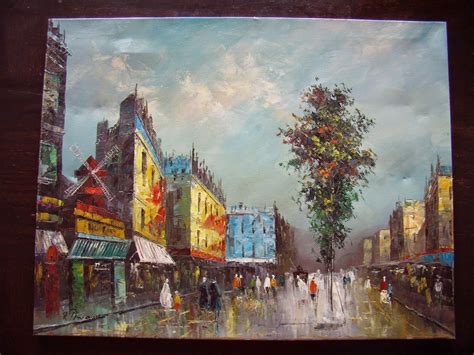 Private Art Collection Paris Street Scene Oil Painting On Canvas