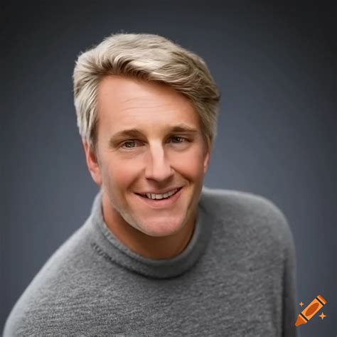 Man With Blonde Grey Quiff Hair And Grey Sweater