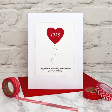 Heart Balloon Personalised Anniversary Card By Jenny Arnott Cards