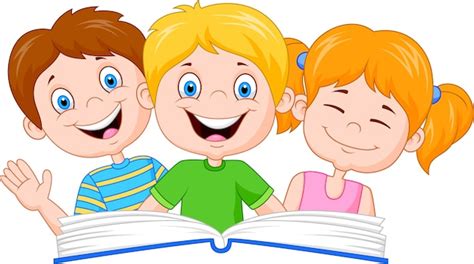 Libro De Lectura De Niños De Dibujos Animados Vector Premium