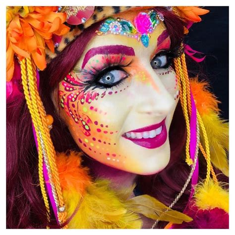 Pin Van The Painted Plume Op Carnival Adult Face Painting Schminken