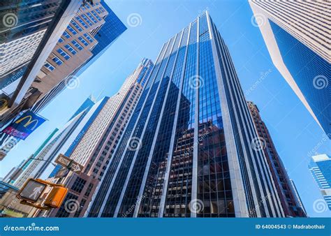 Street View With Skyscrapers In Manhattan Nyc Editorial Stock Photo