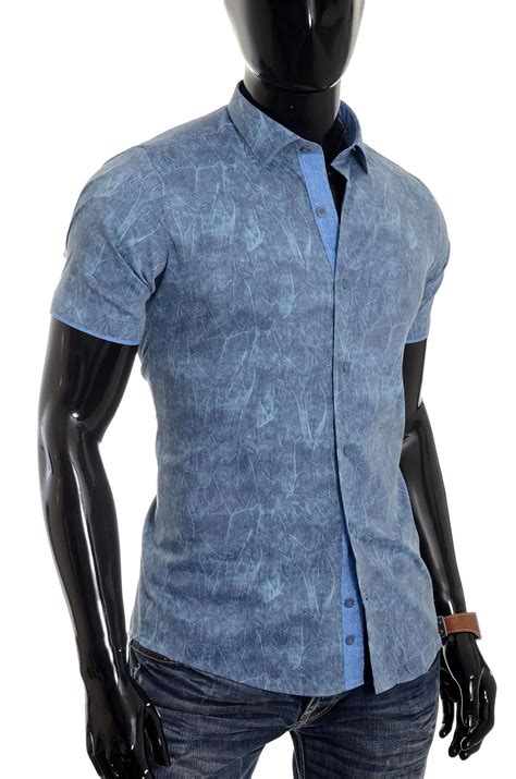 Mens Summer Short Sleeve Shirt Classic Collar Cotton Washout Argyle Finish New Ebay