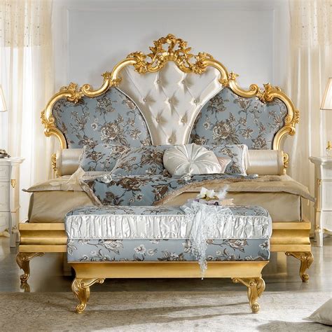 *order as a set and save $500!* Gold Leaf Rococo Button Upholstered Bed | Luxury bedroom ...