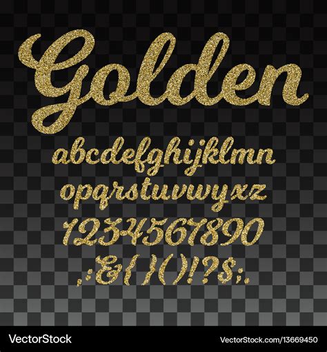 Gold Glitter Font Golden Alphabet Royalty Free Vector Image