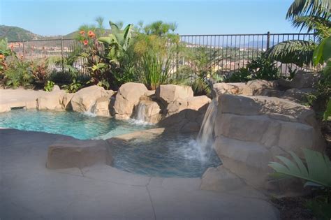 Artificial Rock Spa And Small Cool Pool With Waterfall San Diego