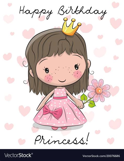 Happy Birthday Card With Cute Little Princess Download A Free Preview