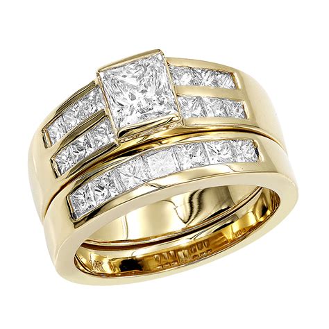 Https://tommynaija.com/wedding/2 Carat Engagement Ring Princess Cut Wedding Ring Sets