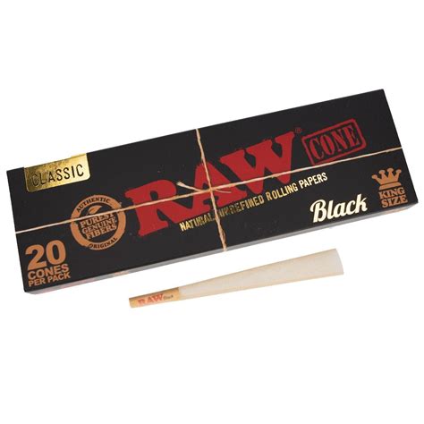 raw black classic pre rolled king size cones 20 pack the juicyjoint