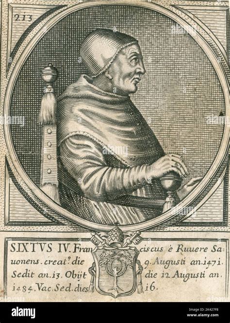 Portrait Of Pope Sixtus Iv Engraving From The Summorum Romanorum