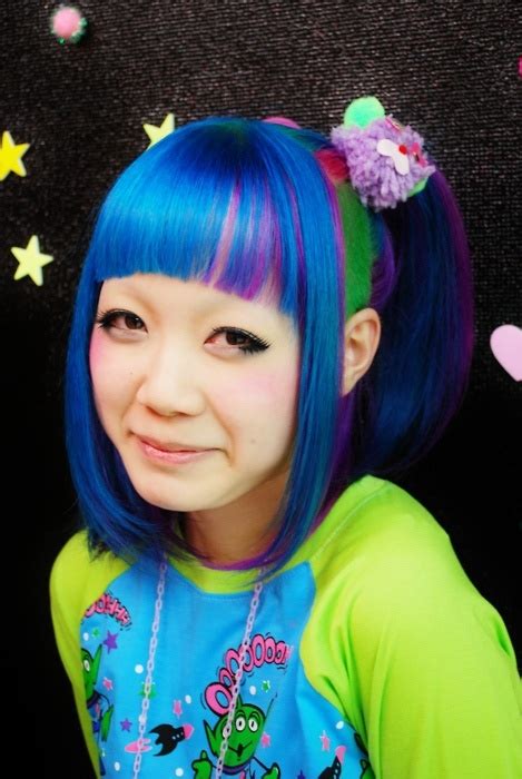 Kawaii Cute Japan Japanese Girl Dyed Hair Blue Purple
