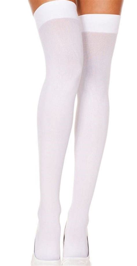 White Ladies Thigh Highover Knee High Solid Opaque Socks Ship From Us At Amazon Womens