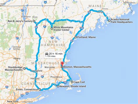 Road Map Of New England And New York