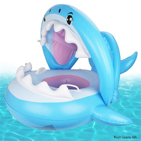 Baby Pool Float Swimming Float With Canopy Inflatable Floatie Swim Ring