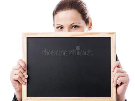 Business Woman Holding A Chalk Board Stock Photo Image Of Elegant