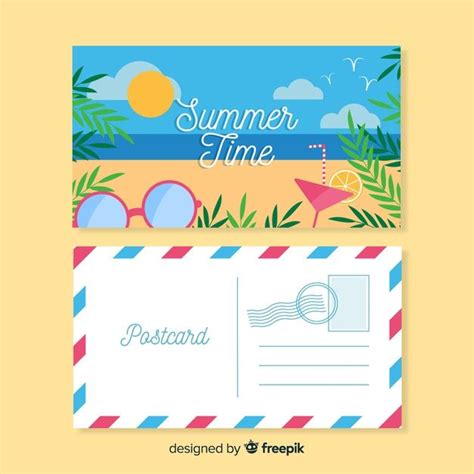 Download Flat Summer Holiday Postcard For Free Postcard Postcard