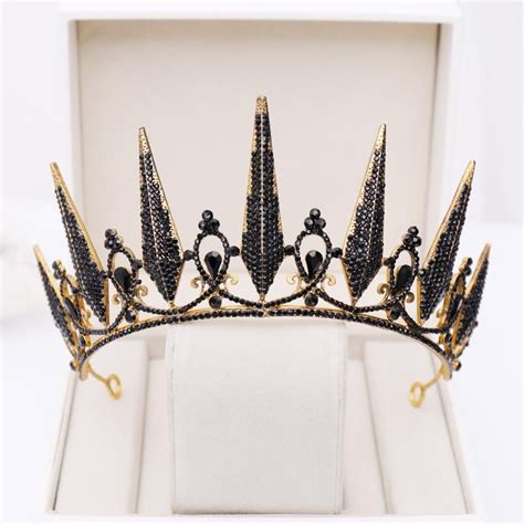 Obsidian Enchantress Tiara Hair Jewelry Wedding Baroque Fashion